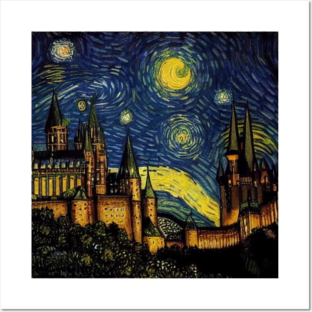 Starry Night Wizarding School Van Gogh Wall Art by Grassroots Green